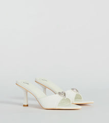 Heart Stopper Rhinestone Faux Leather Stiletto Heels