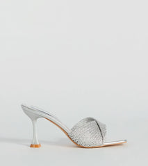 Fab Statement Twist Strap Metallic Stiletto Mules