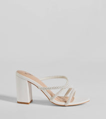 Beauty Unraveled Faux Pearl Rhinestone Block Heels