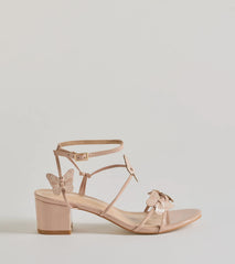 Feeling Fly Butterfly Patent Block Heels