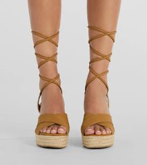 Open Toe Season Lace-Up Espadrille Wedges